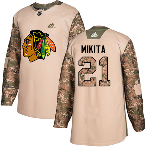 Adidas Blackhawks #21 Stan Mikita Camo Authentic Veterans Day Stitched NHL Jersey